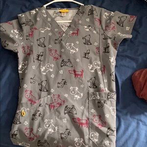 Size SMALL dog printed Scrub Top